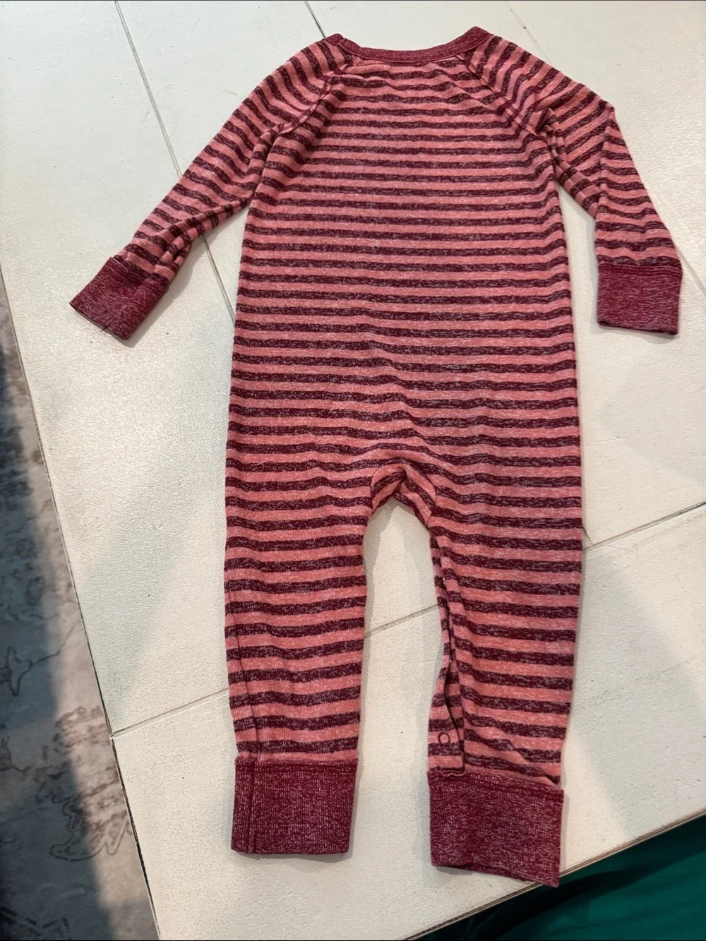 Cat & Jack Burgundy and Pink Striped One-Piece